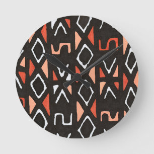 Relógio Redondo Impressão tribal de Mudcloth do africano