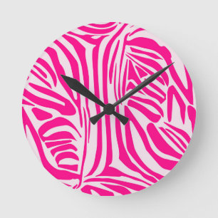 Relógio Redondo Impressão zebra rosa