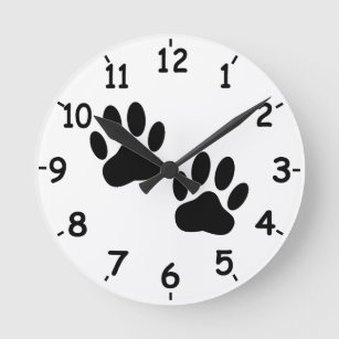 Relógio Redondo Impressões de pata de cães