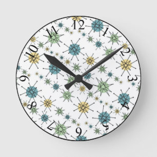 Relógio Redondo Impulso Atômico da Idade do Espaço do Hipster Retr