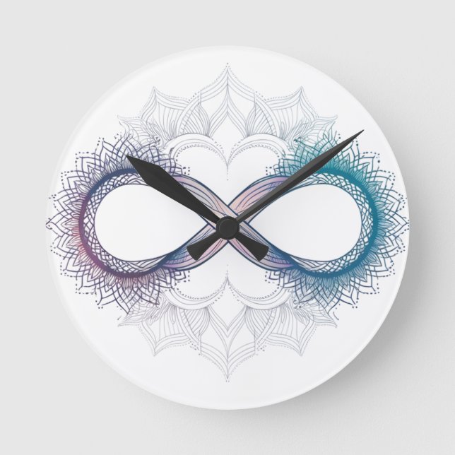 Relógio Redondo Infinity Love Mandala Wall Clock - Eterno Art for (Frente)