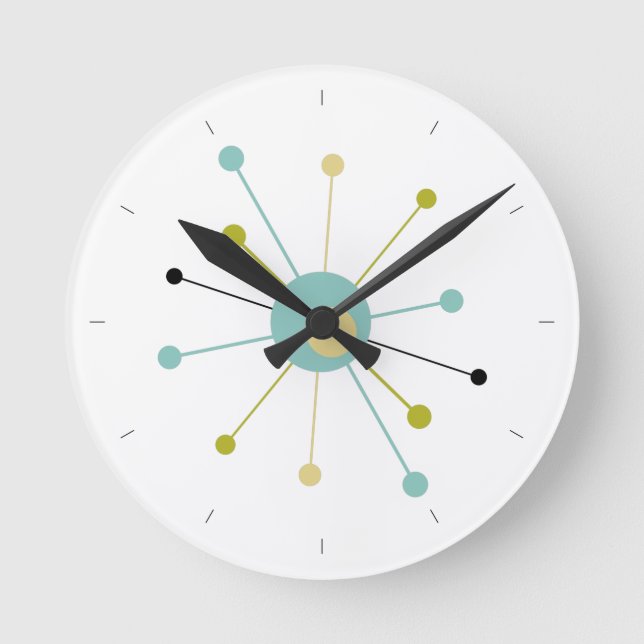 Relógio Redondo Inicialização Atômica com Meio século de Linhas (Frente)