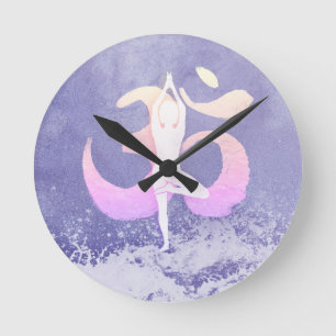 Relógio Redondo Instrutor de Meditação Yoga Pose Om Sinal Muito 