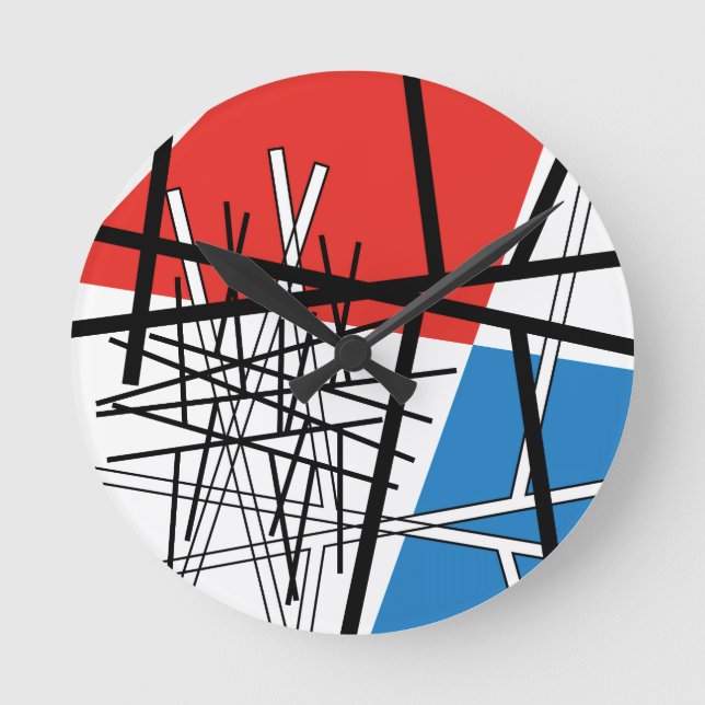 Relógio Redondo Interseção de Linhas e Planos - Arte Abstrata (Frente)