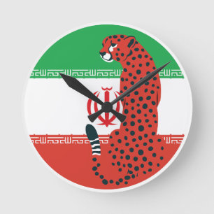 Relógio Redondo Irã Cheetah Bandeira Nacional Iraniana