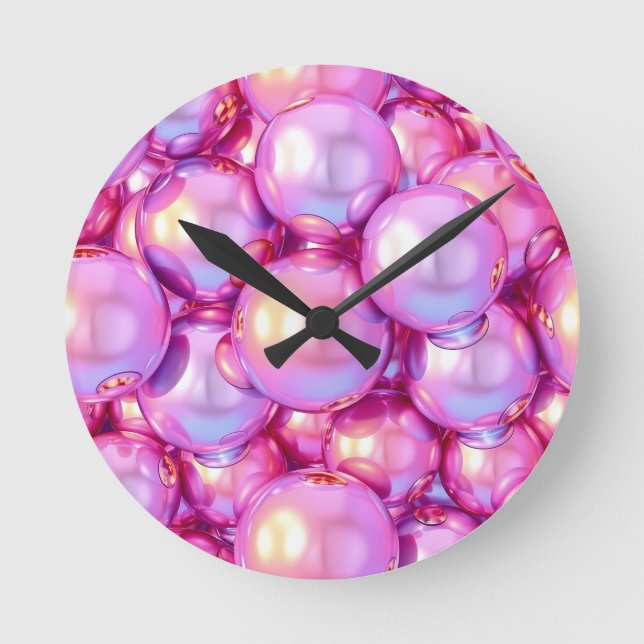 Relógio Redondo Iridescent Cyber-Bubbles Y2K Clock (Frente)