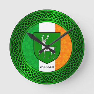 Relógio Redondo Irish Shamrock Flag - O'Connor