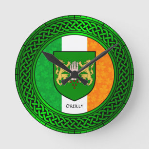 Relógio Redondo Irish Shamrock Flag - O'Reilly
