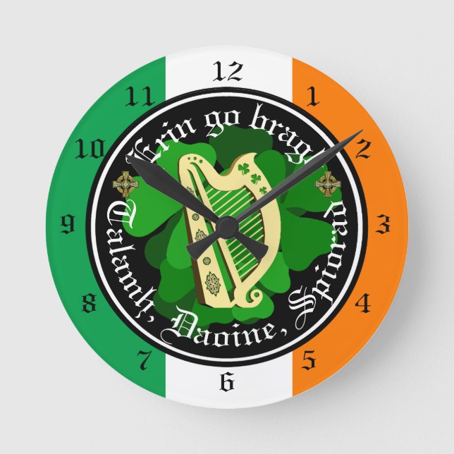Relógio Redondo Irlanda para sempre/Erin ir bragh/a terra/pessoas/ (Frente)