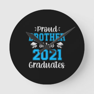 Relógio Redondo Irmão Engraçado de Camiseta Formando de 2021