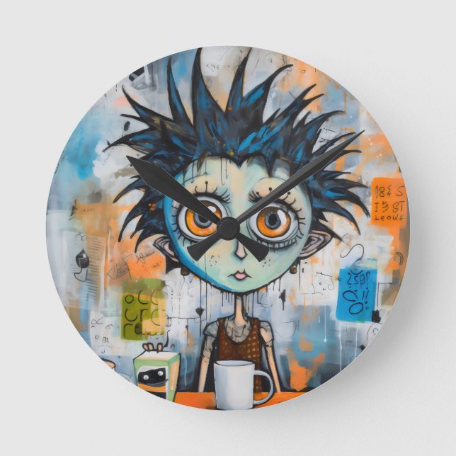 Relógio Redondo Isak Inkwell segunda-feira de manhã chorão (Frente)