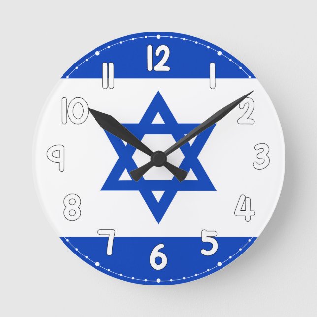 Relógio Redondo Israel Flag Wall Clock - Flag of Israel (Frente)
