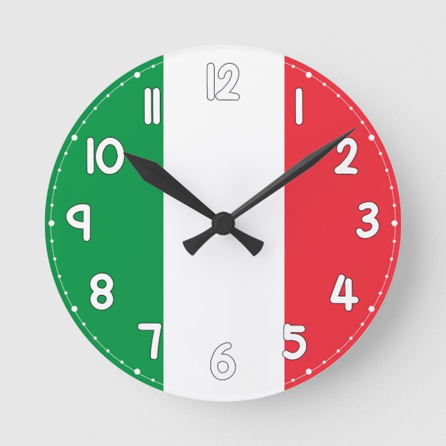 Relógio Redondo Italian Flag Wall Clock - Flag of Italy (Frente)