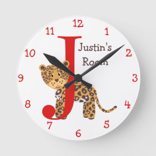 Relógio Redondo J é para Jaguar e o quarto das Justin-Crianças