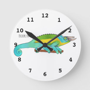 Relógio Redondo Jackson's chameleon cartoon illustration