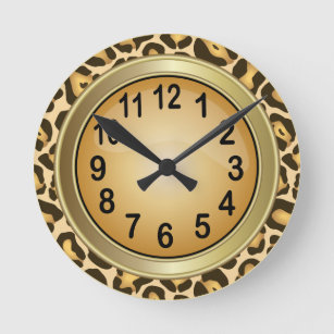 Relógio Redondo Jaguar Animal Print com Tan