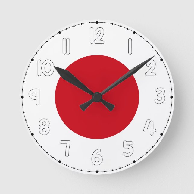 Relógio Redondo Japan Flag Wall Clock - Flag of Japan (Frente)