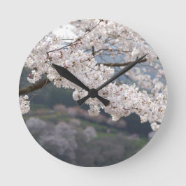 Relógio Redondo Japão Kumamoto Flor de Cerejeira