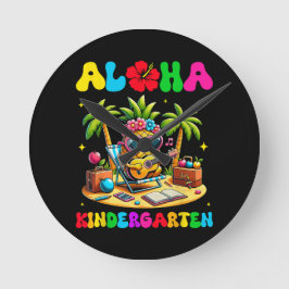 Relógio Redondo Jardim de Infância Aloha Abacaxi Havaí Volta às Au