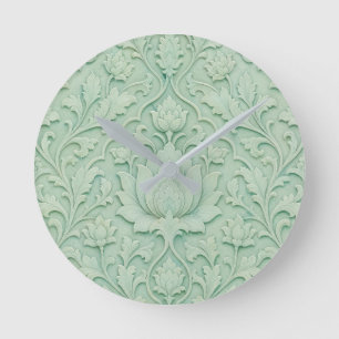 Relógio Redondo Jardim de Jade — Persa em Celadon Pálido