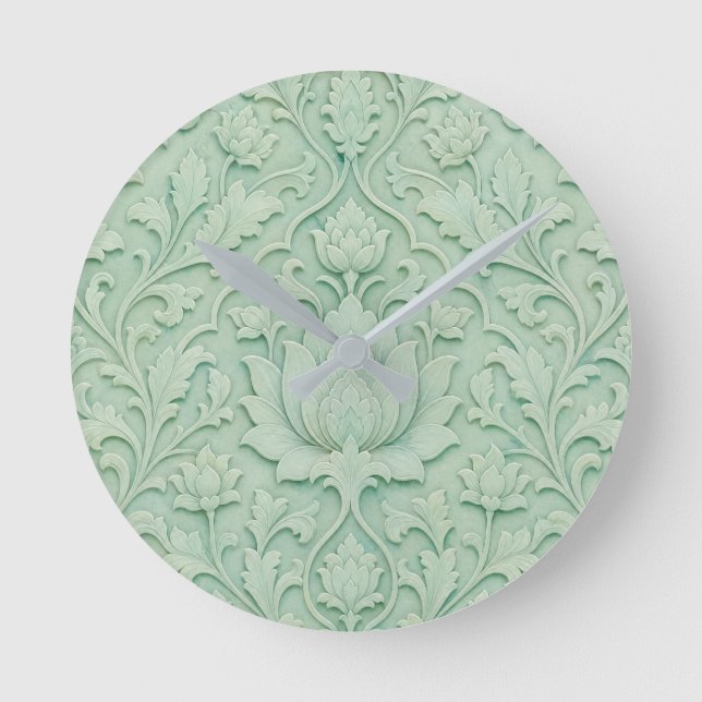 Relógio Redondo Jardim de Jade — Persa em Celadon Pálido (Frente)