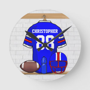 Relógio Redondo Jérsei vermelho branco azul personalizado do