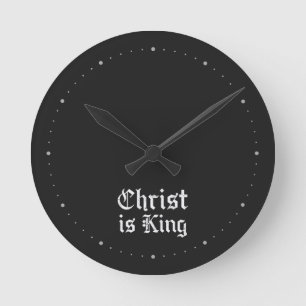 Relógio Redondo Jesus Cristo É Rei Arte Grunge Gothic Blackletter