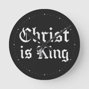 Relógio Redondo Jesus Cristo É Rei Arte Grunge Gothic Blackletter