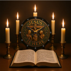Relógio Redondo Jesus Está Aqui Religioso
