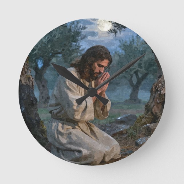 Relógio Redondo Jesus Orando (Frente)