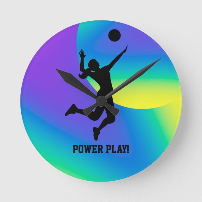 Relógio Redondo Jogador de Voleibol Mulher Voleibol de Praia (Frente)