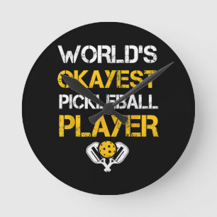 Relógio Redondo Jogador Engraçado Pickleball Paddle - Pickleballin