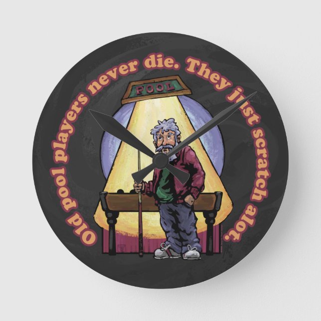 Relógio Redondo Jogadores antigos da Piscina (Frente)