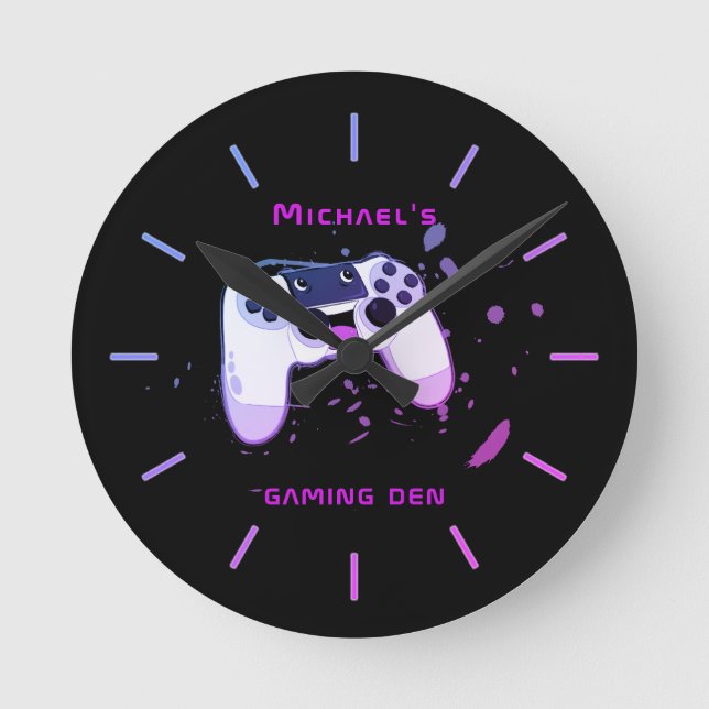 Relógio Redondo JOGADORES personalizados DEN Gamers Wall Clock Neo (Frente)