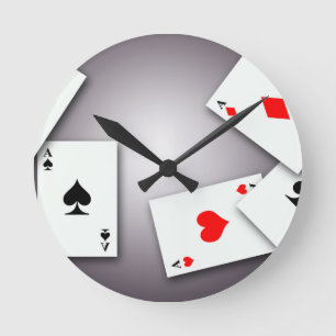 RELÓGIO REDONDO JOGANDO PLACAS JOGOS POKER BLACKJACK GAMBLING GOFI