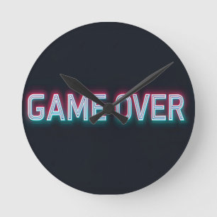 Relógio Redondo Jogo sobre Sinal de Neon Design de Arcade Retorn