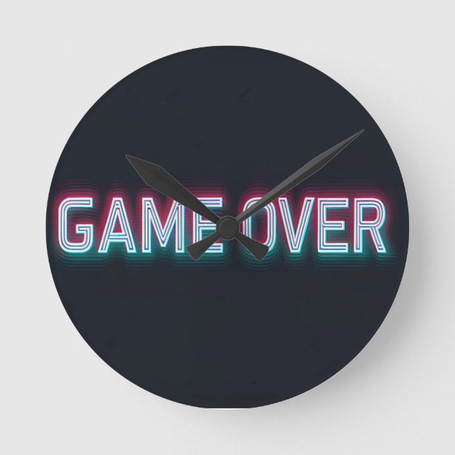 Relógio Redondo Jogo sobre Sinal de Neon | Design de Arcade Retorn (Frente)