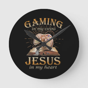Relógio Redondo Jogos em Minhas Veias Jesus no Meu Coração