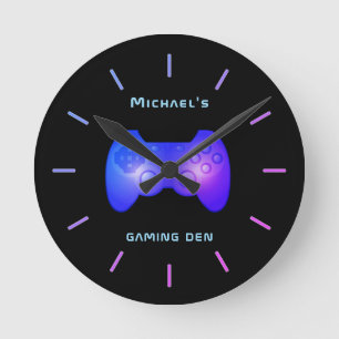 Relógio Redondo Jogos personalizados DEN Gamers Wall Clock