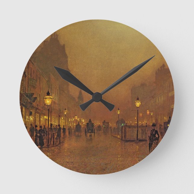 Relógio Redondo John Atkinson Grimshaw | A Street at Night (oil on (Frente)