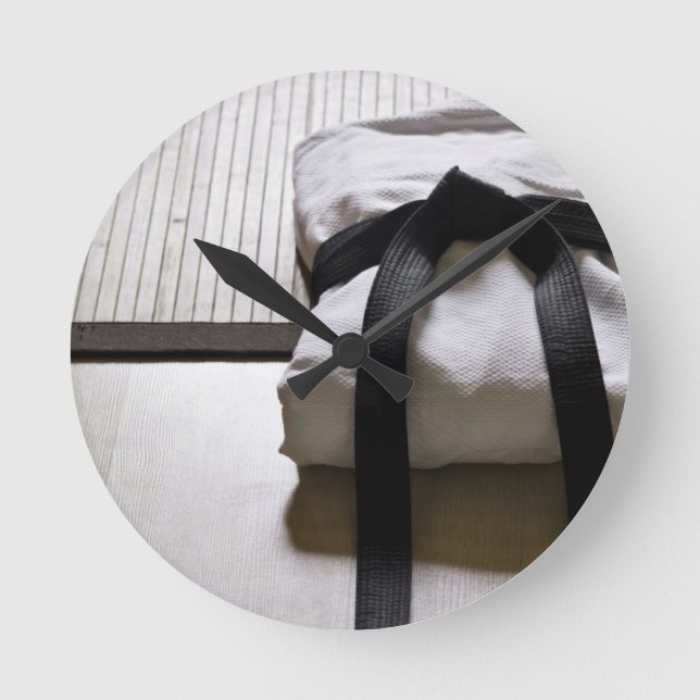 Relógio Redondo Judo Gi no tapete de Tatami (Frente)