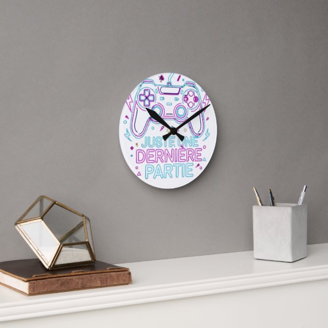Relógio Redondo Juste Une Dernière Partie Gamer Wall Clock - Retro (Escritório)