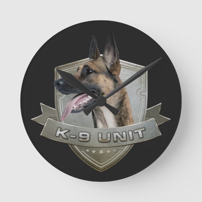 Relógio Redondo K9 unidade - Malinois - pastor belga (Frente)