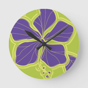 Relógio Redondo Kailua Hibiscus Hawaiian Wall Clocks