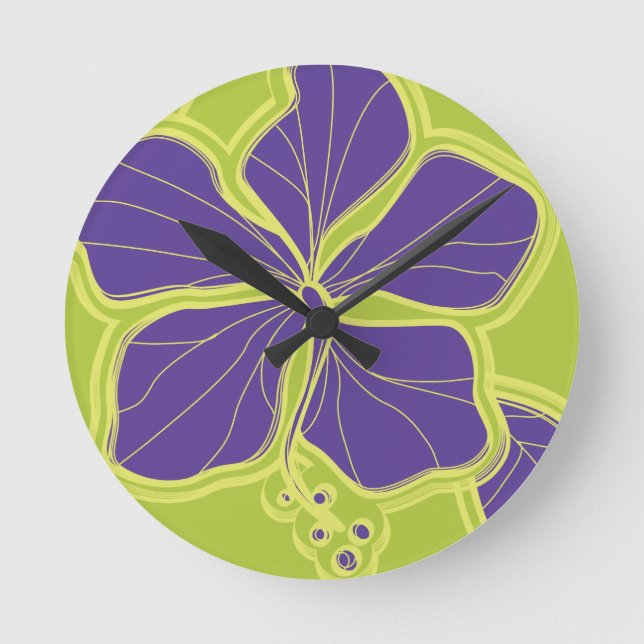 Relógio Redondo Kailua Hibiscus Hawaiian Wall Clocks (Frente)