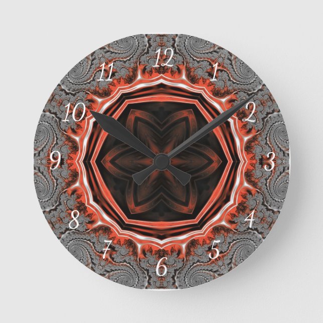 Relógio Redondo Kaleidoscope Flames Wall Clock (Frente)