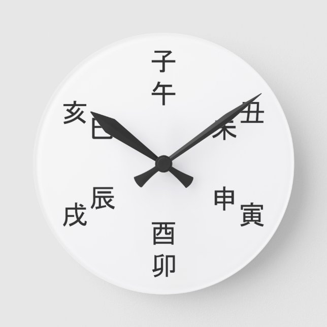 Relógio Redondo Kanji Clock - Chinese Zodiac - Time of the Day -  (Frente)