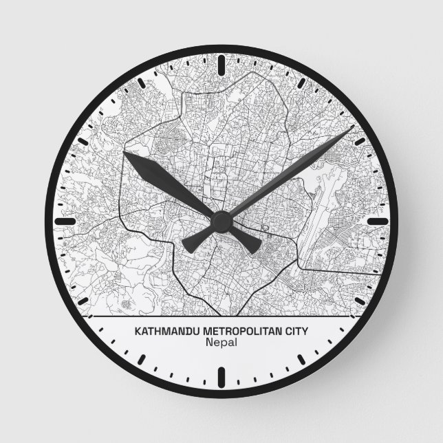 Relógio Redondo Kathmandu Clock City Line Art (Frente)