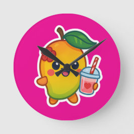 Relógio Redondo Kawaii Mango - Fruta doce com Heart Smoothi