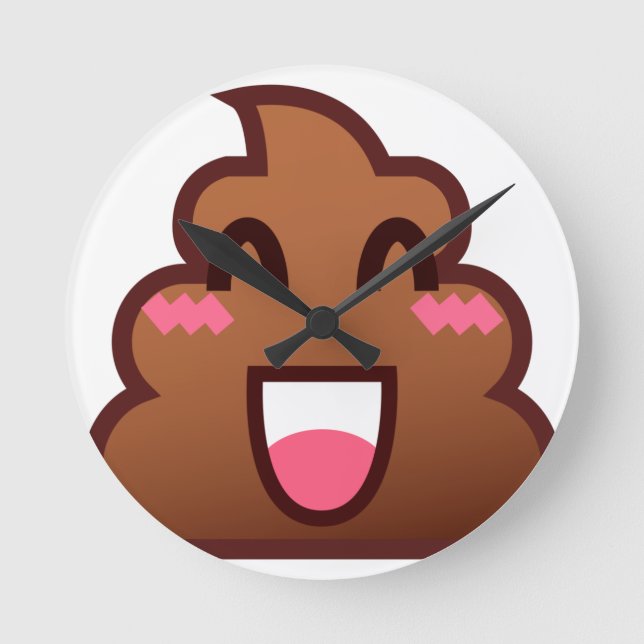Relógio Redondo kawaii poop emojis (Frente)